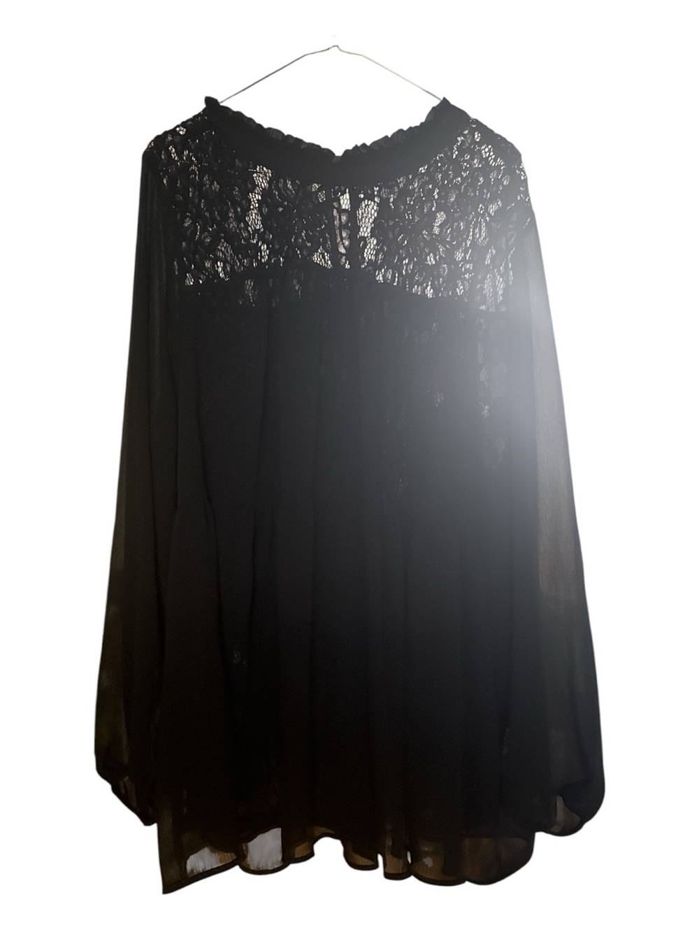 Torrid Black Lace Yoke Blouse with Ruffled Lace Neckline Size 5 Dark Romantic - Picture 1 of 3